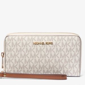 Michael Kors Signature Cream and Brown Wallet